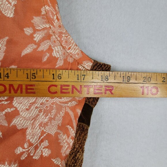 90s Susan Bristol Brocade Vest Small Ornate Orange Brown Woven Back Vintage New - Picture 10 of 11